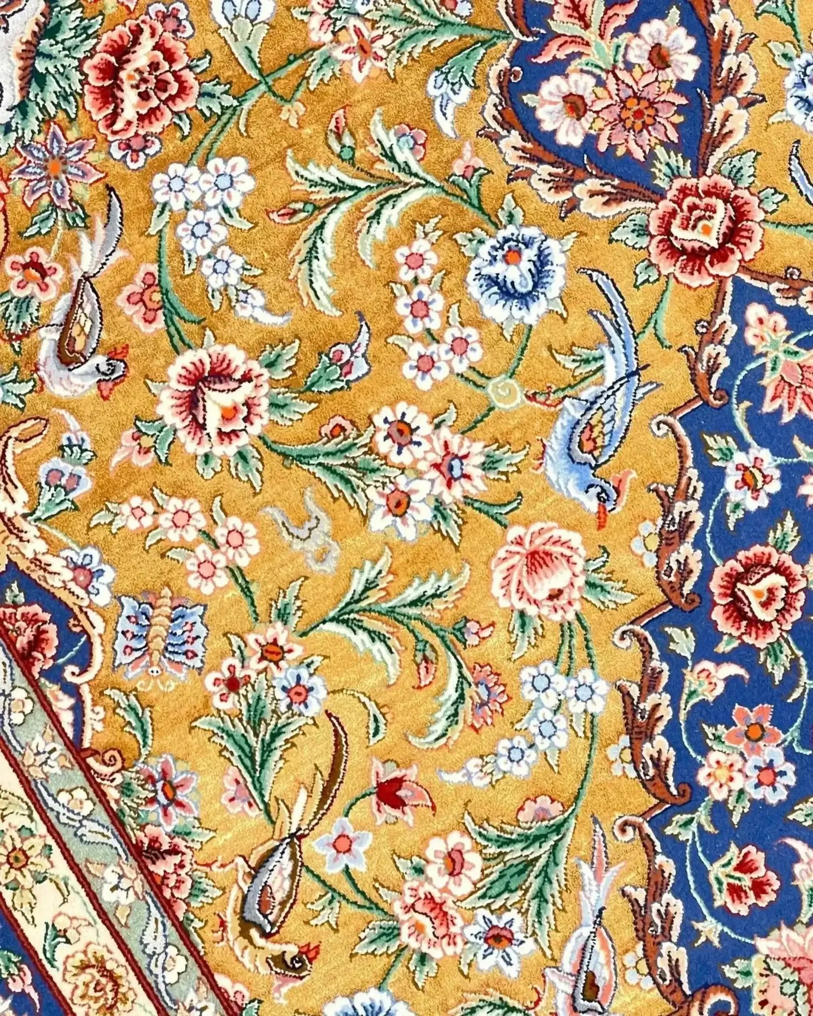 "Traditional Persian rug in vibrant hues, ideal for art enthusiasts"